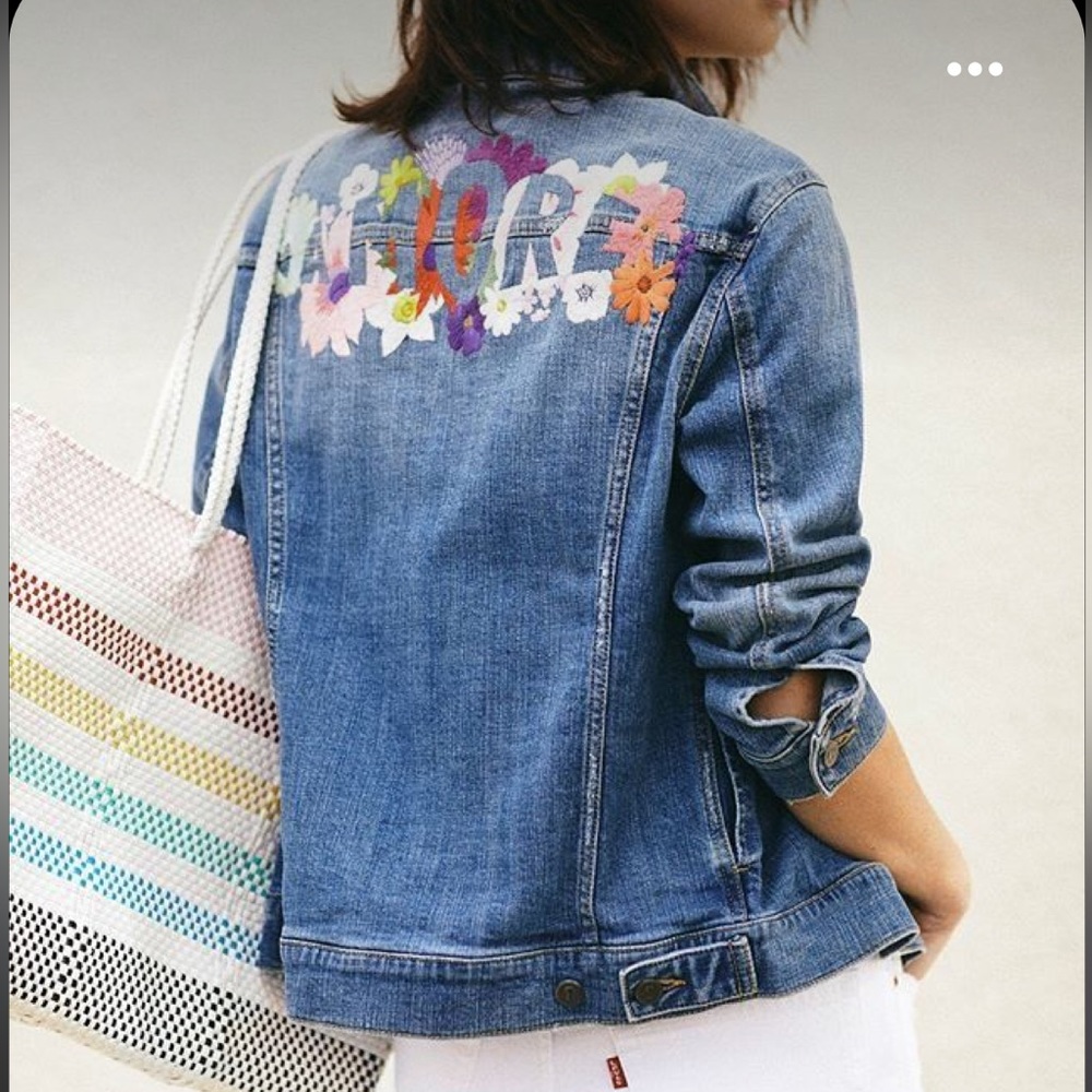 Pilcro / Anthropologie Amore Embroidered Jean jacket